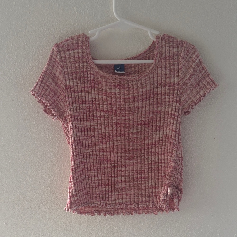 Old Navy Red and White Textured Short Sleeve Tee